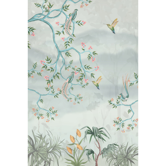 Carta da parati panoramica - Fiori Uccelli