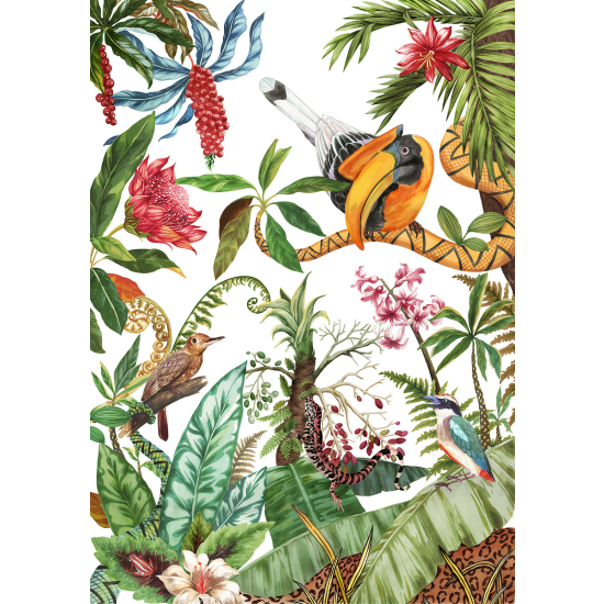Carta da parati panoramica - Fiori Uccelli
