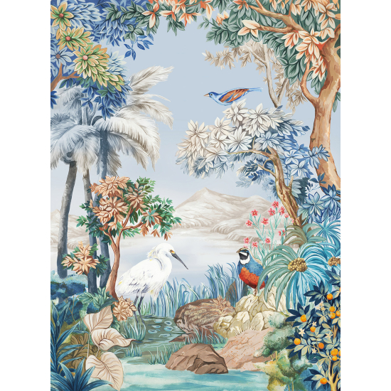 Carta da parati panoramica - Fiori Uccelli