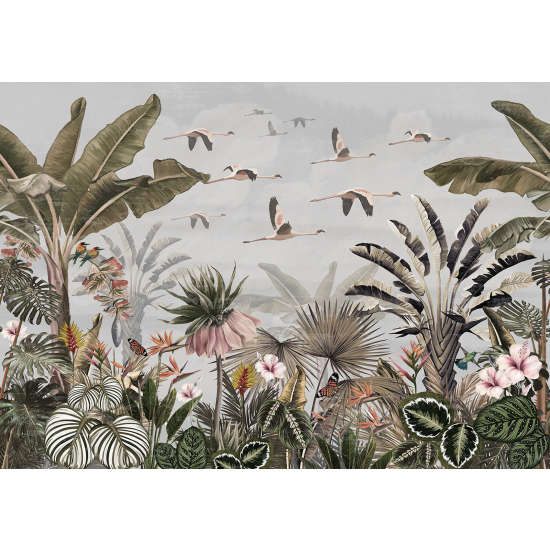Carta da parati panoramica - Fiori Uccelli