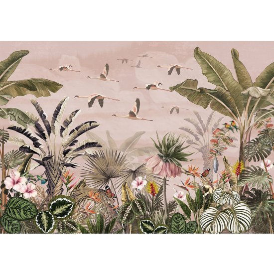 Carta da parati panoramica - Fiori Uccelli