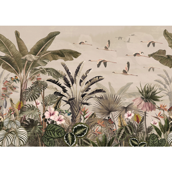 Carta da parati panoramica - Fiori Uccelli