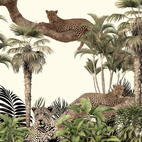 Carta da parati panoramica - Giungla Leopardi
