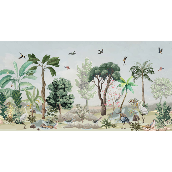 Carta da parati panoramica - Giungla Uccelli