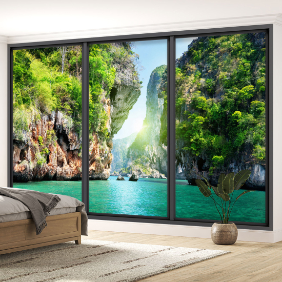 Carta da parati panoramica - Illusione ottica - Angolo paradisiaco
