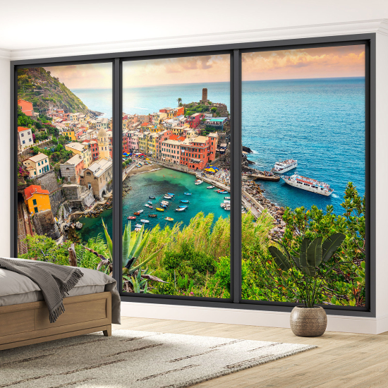 Carta da parati panoramica - Illusione ottica - Cinque Terre