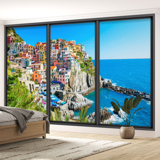 Carta da parati panoramica - Illusione ottica - Cinque Terre