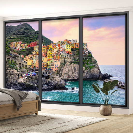 Carta da parati panoramica - Illusione ottica - Cinque Terre