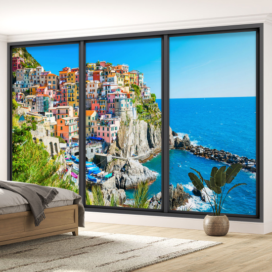 Carta da parati panoramica - Illusione ottica - Cinque Terre