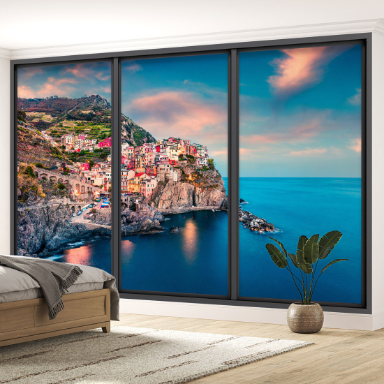 Carta da parati panoramica - Illusione ottica - Cinque Terre