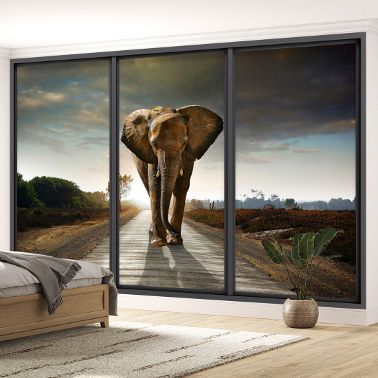 Carta da parati panoramica - Illusione ottica - Elefante