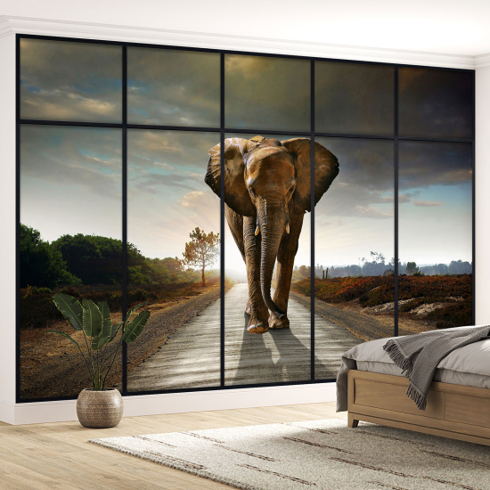 Carta da parati panoramica - Illusione ottica - Elefante