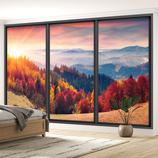 Carta da parati panoramica - Illusione ottica - Foresta autunnale