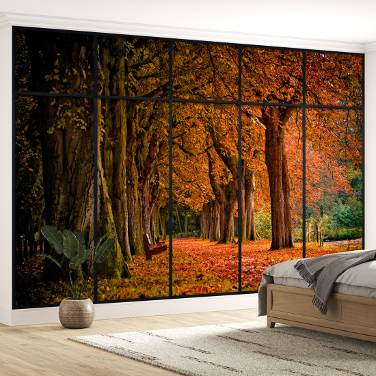 Carta da parati panoramica - Illusione ottica - Foresta autunnale
