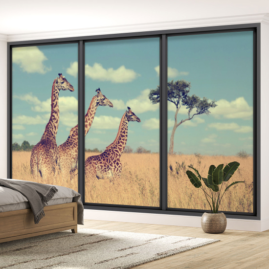 Carta da parati panoramica - Illusione ottica - Giraffe