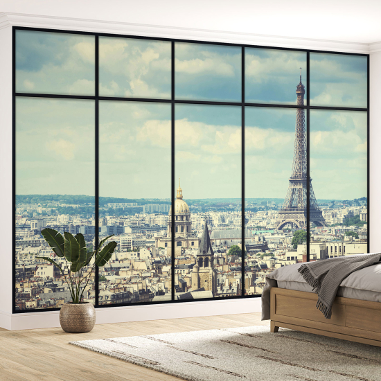 Carta da parati panoramica - Illusione ottica - Parigi torre Eiffel