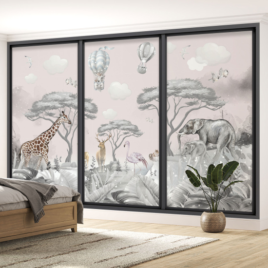 Carta da parati panoramica - Illusione ottica per Bambini - Animali della giungla