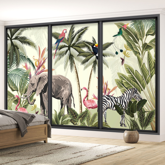 Carta da parati panoramica - Illusione ottica per Bambini - Animali della giungla