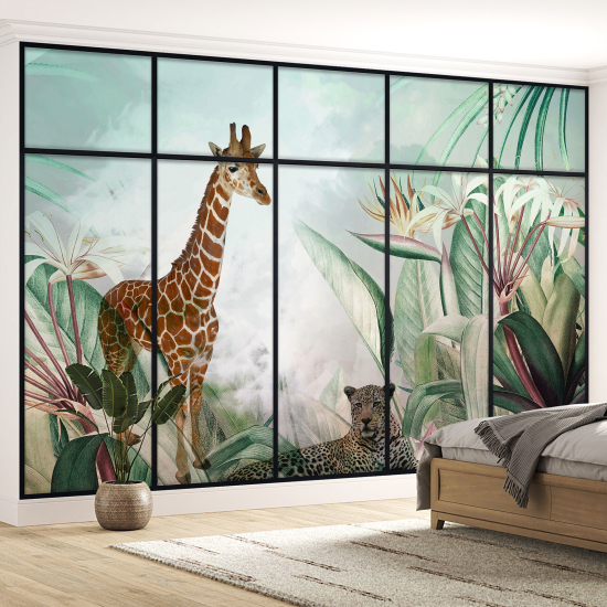 Carta da parati panoramica - Illusione ottica per Bambini - Animali della giungla