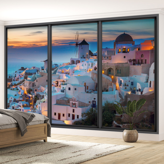 Carta da parati panoramica - Illusione ottica - Santorini