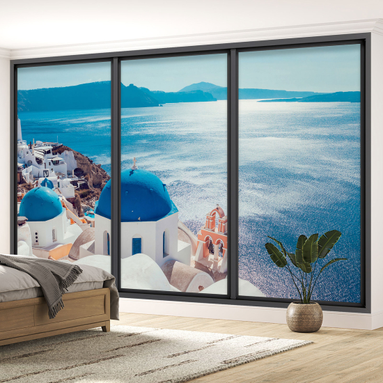 Carta da parati panoramica - Illusione ottica - Santorini