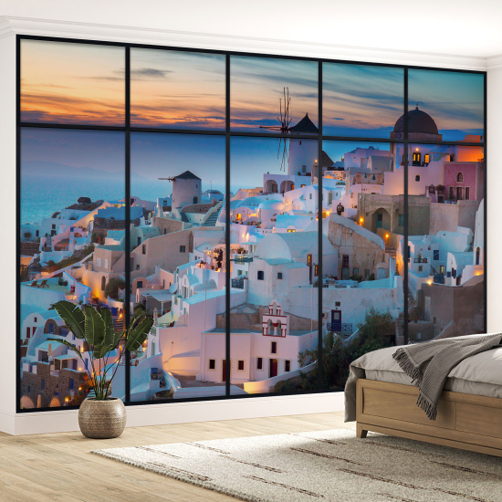 Carta da parati panoramica - Illusione ottica - Santorini