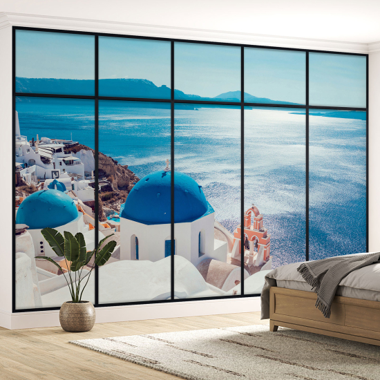 Carta da parati panoramica - Illusione ottica - Santorini