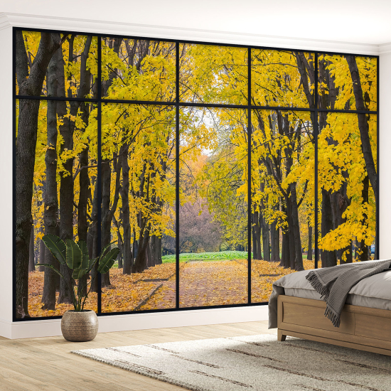 Carta da parati panoramica - Illusione ottica - Sentiero alberi