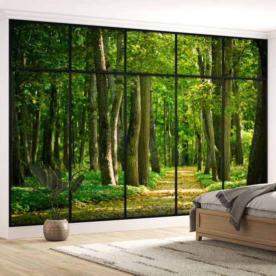 Carta da parati panoramica - Illusione ottica - Sentiero foresta