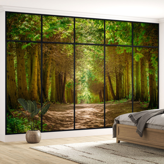 Carta da parati panoramica - Illusione ottica - Sentiero foresta