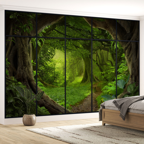Carta da parati panoramica - Illusione ottica - Sentiero foresta
