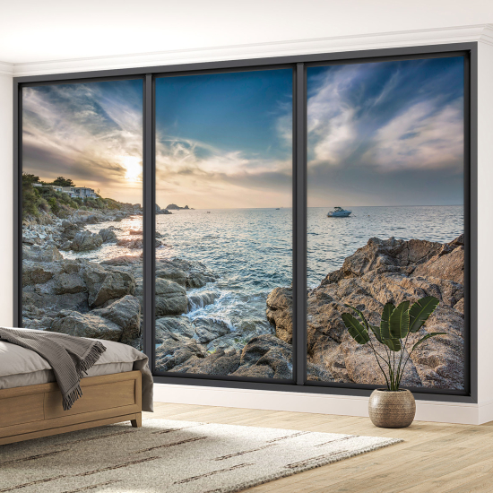 Carta da parati panoramica - Illusione ottica - Vista mare