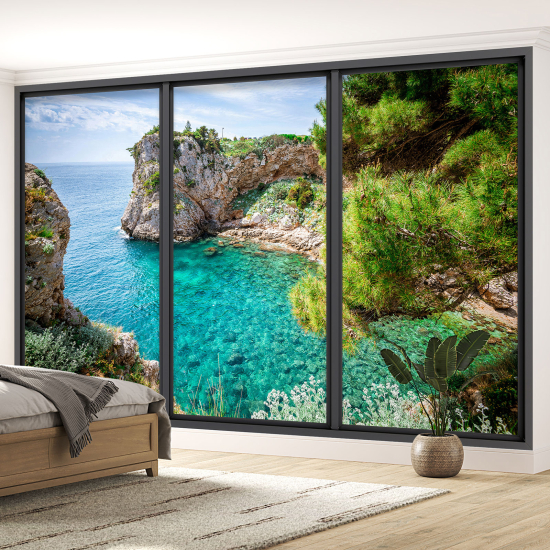 Carta da parati panoramica - Illusione ottica - Vista mare