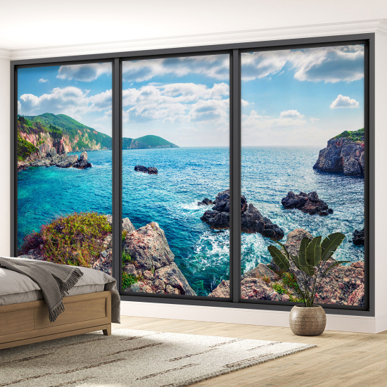 Carta da parati panoramica - Illusione ottica - Vista mare