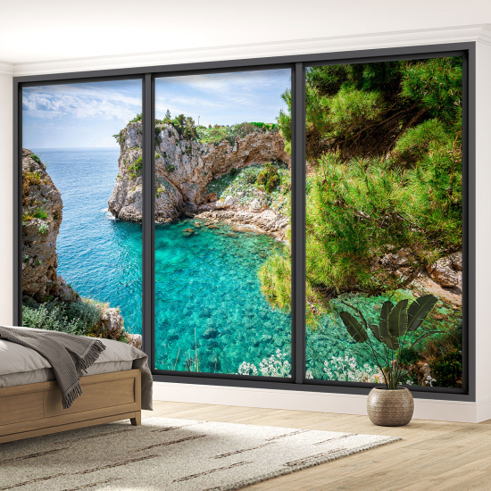 Carta da parati panoramica - Illusione ottica - Vista mare