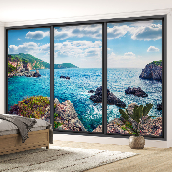 Carta da parati panoramica - Illusione ottica - Vista mare
