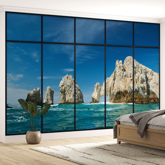 Carta da parati panoramica - Illusione ottica - Vista mare
