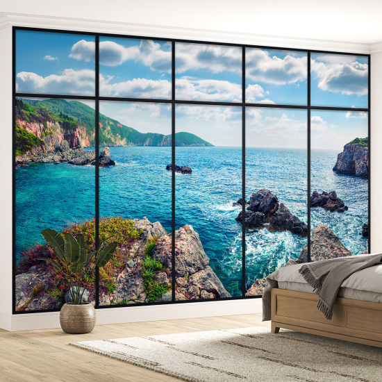 Carta da parati panoramica - Illusione ottica - Vista mare