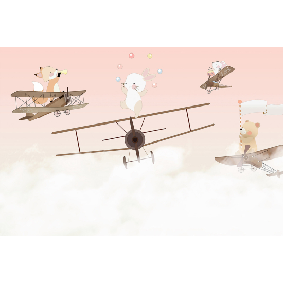 Carta da parati panoramica per bambini - Aerei Animali