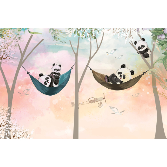 Carta da parati panoramica per bambini - Amache per panda