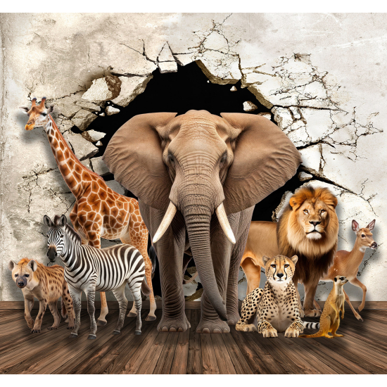 Carta da parati panoramica per bambini - Animali 3D