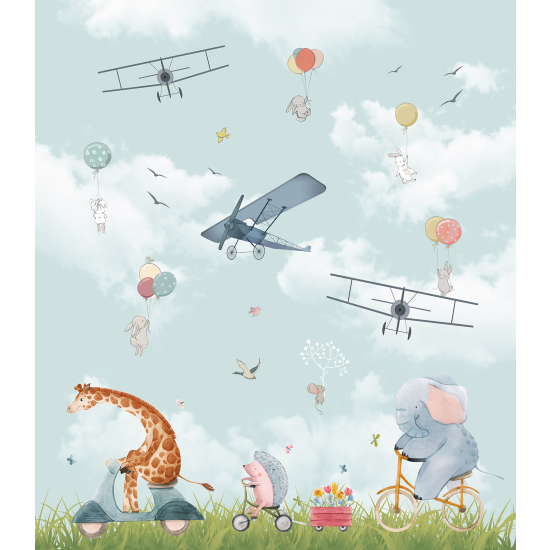 Carta da parati panoramica per bambini - Animali Aerei