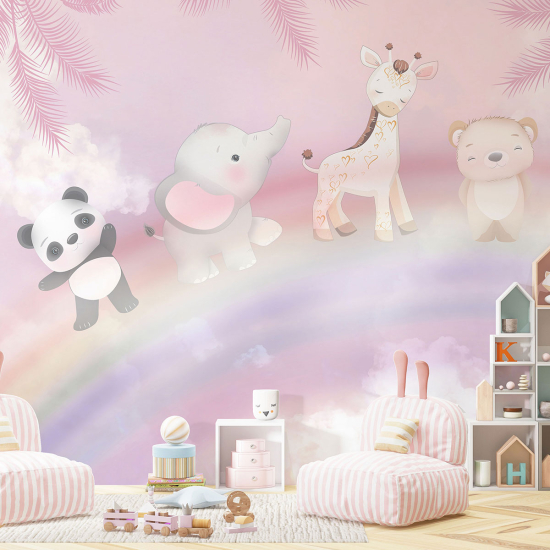 Carta da parati panoramica per bambini - Animali Arcobaleno