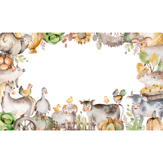 Carta da parati panoramica per bambini - Animali della fattoria