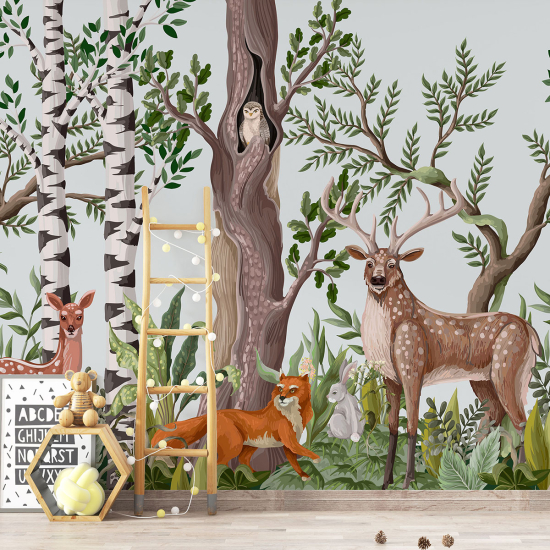 Carta da parati panoramica per bambini - Animali della Foresta
