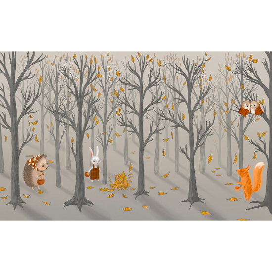 Carta da parati panoramica per bambini - Animali della Foresta