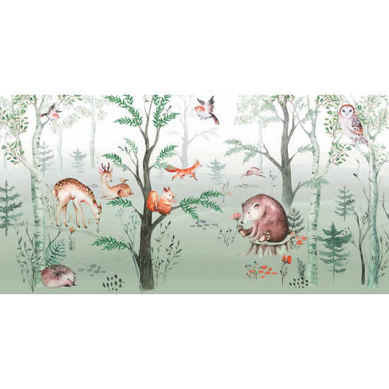 Carta da parati panoramica per bambini - Animali della Foresta