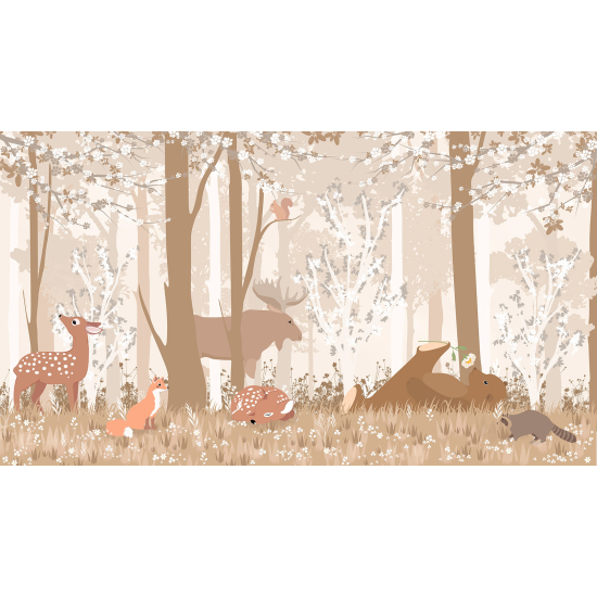 Carta da parati panoramica per bambini - Animali della Foresta