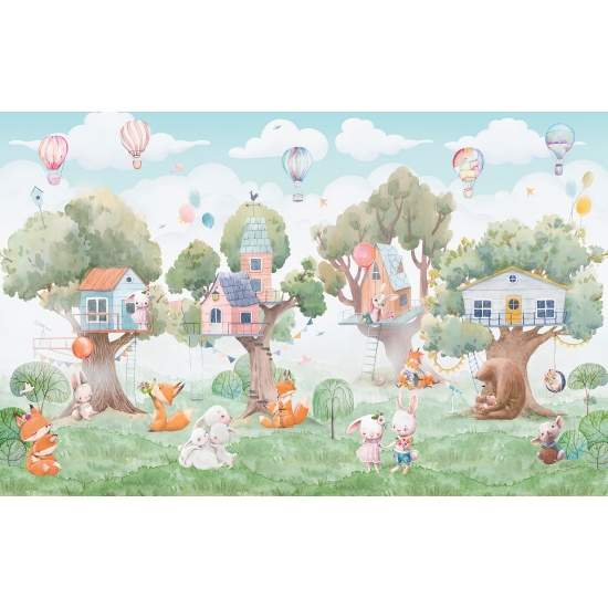 Carta da parati panoramica per bambini - Animali della Foresta