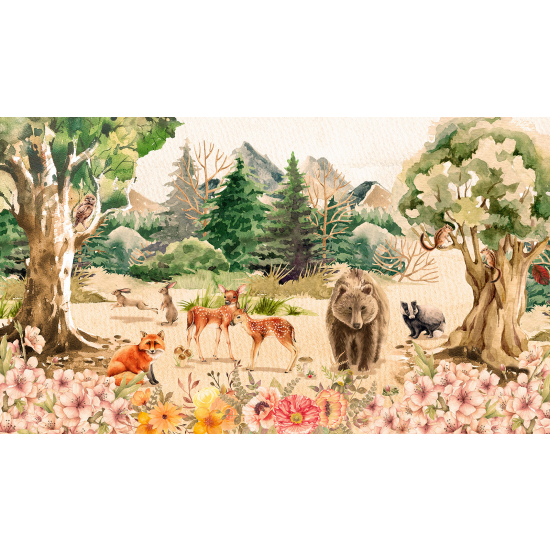 Carta da parati panoramica per bambini - Animali della Foresta